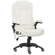 Sedia da Ufficio 68x72x110-120 cm Reclinabile Massaggiante Telecomando in Tessuto Effetto Lino Crema