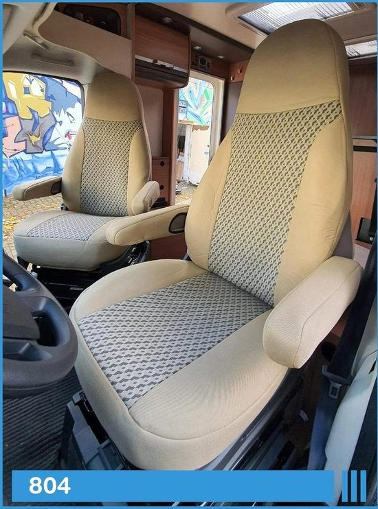 Set di Protezioni per Sedili Auto Camper - Beige - Set Completo per Sedile Guidatore e Sedile Laterale - Codice Colore 804