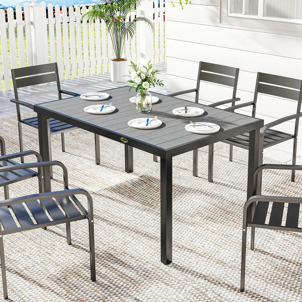 Tavolo da pranzo allungabile per esterni in polyrattan ¨C zephmum ¨C grigio 140x90x74 cm
