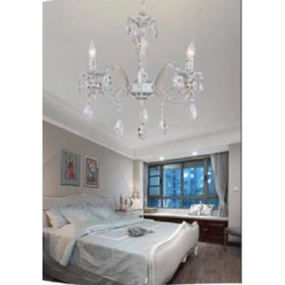 Trade Shop - Lampadario Soffitto Classico 3 Bracci Attacco E14 Vetro Effetto Cristallo A01-3 -