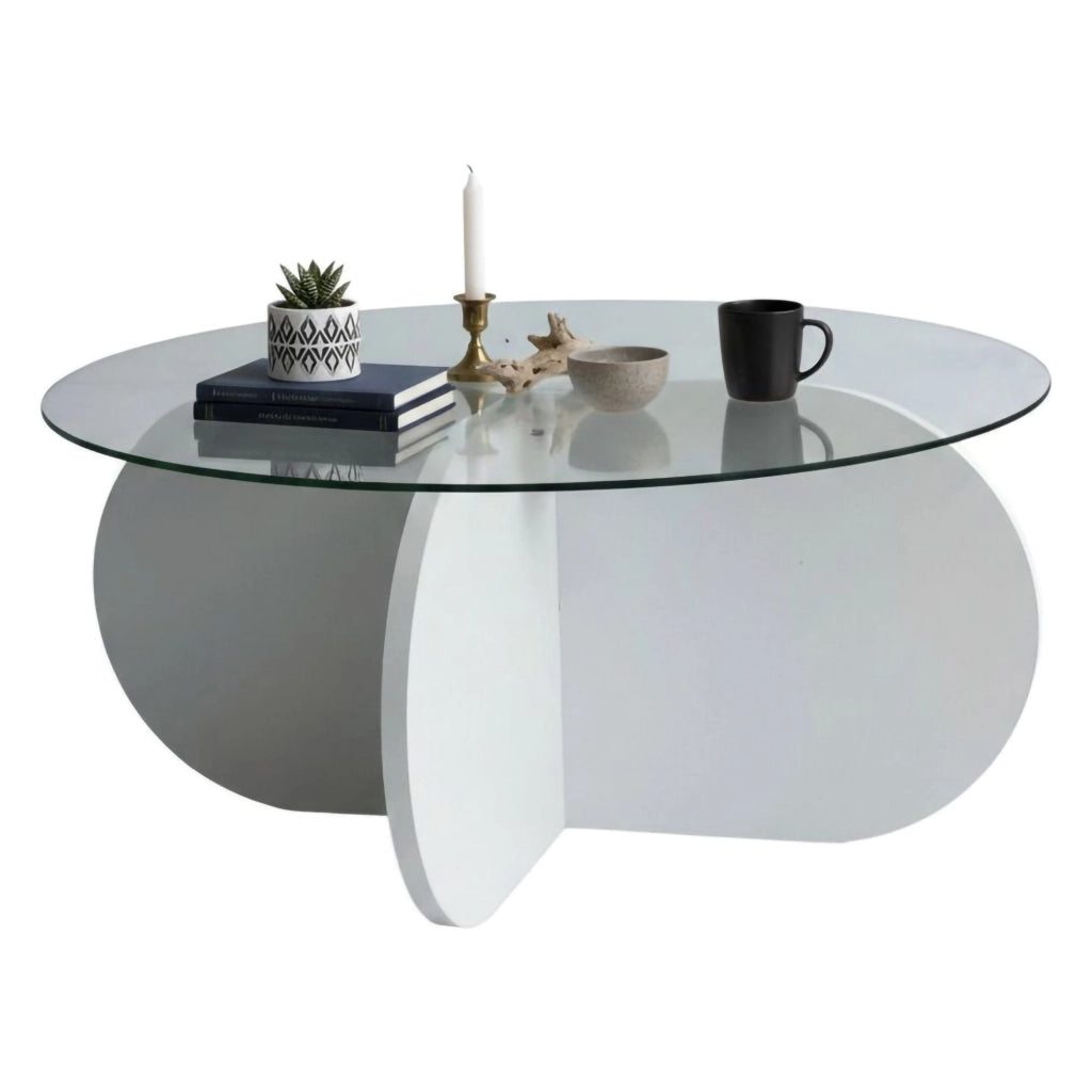 Nila, Tavolino da Salotto Forma Rotonda, 75x75x35h cm Bianco