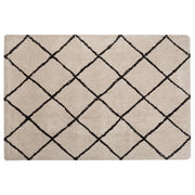 Tappeto tappetino Tappeto Tessuto Beige e Nero Shaggy Motivo Geometrico Rettangolare 160 x 230 cm