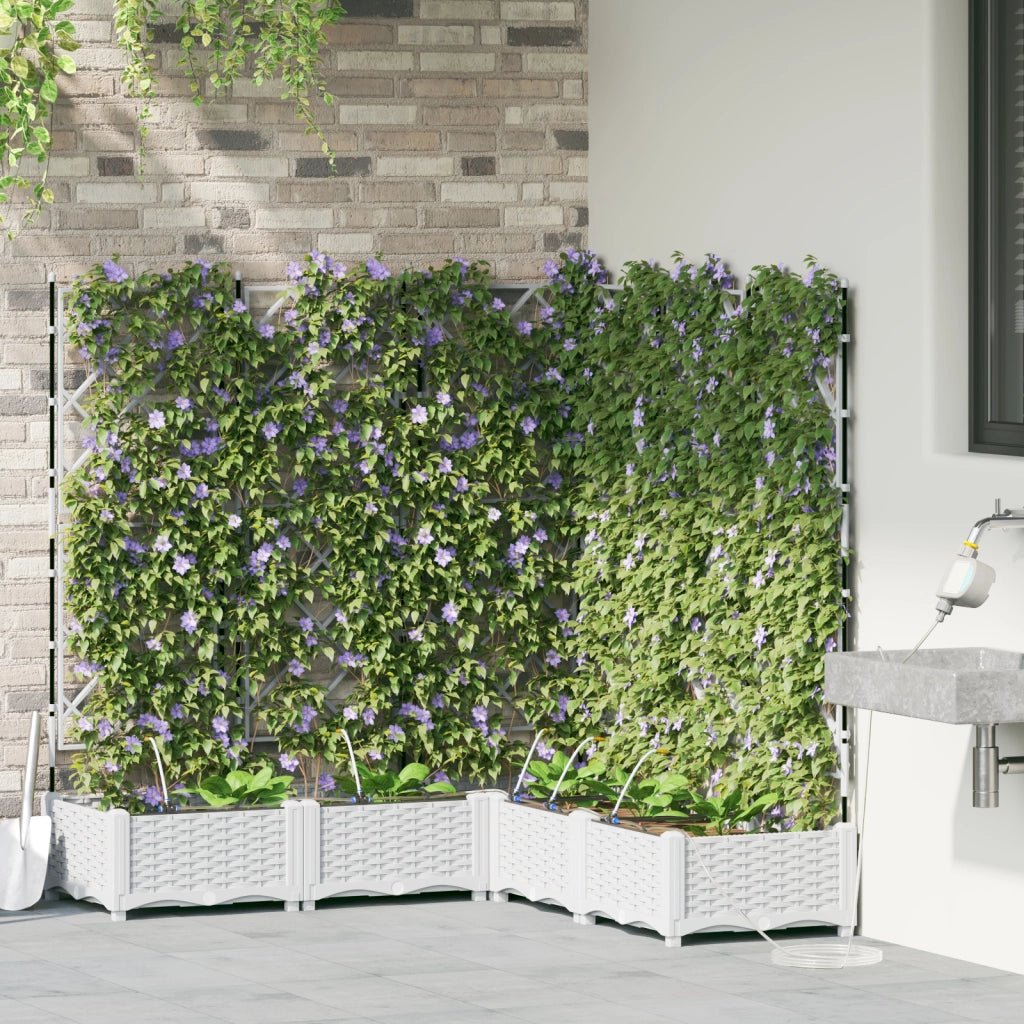 Vasi da Giardino con Sistema di Irrigazione 5 pz Bianco