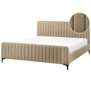 Letto in bouclé tortora UE Matrimoniale 180 x 200 cm Testiera Imbottita con Gambe in metallo Design moderno