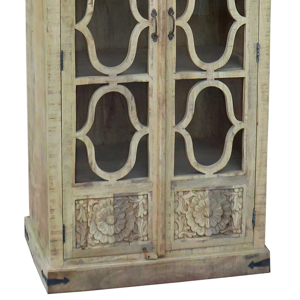 Vetrina in legno beige, 100x45x196 cm