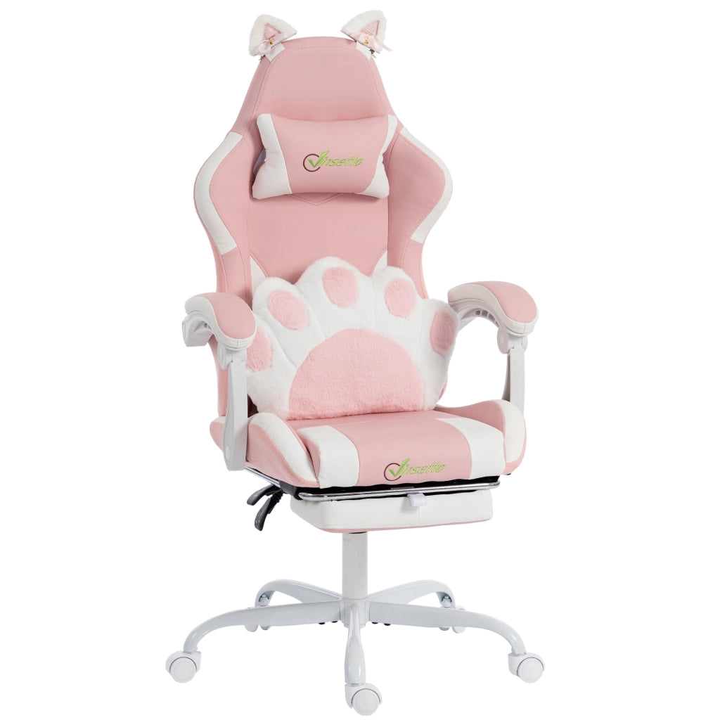 Sedia Gaming Poltrona Gaming Ergonomica Reclinabile Poggiapiedi Rosa