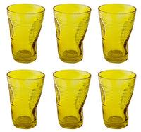 Set 6 Bicchieri Accartocciati 34 cl Ø8 cm in Vetro Pressato Kaleidos Gialli