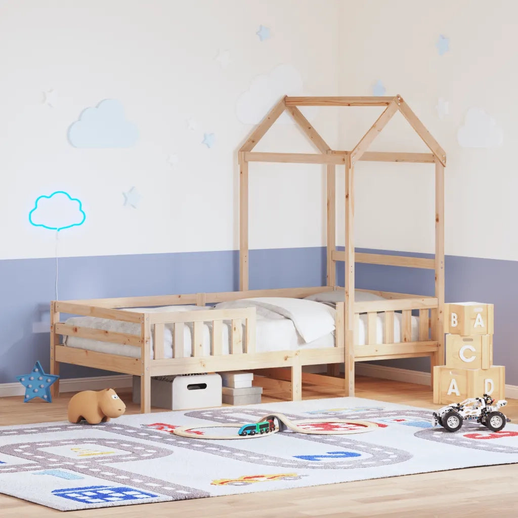 Letto singolo | Letto per adulti | Giroletto con Tetto 80x200 cm in Legno Massello di Pino