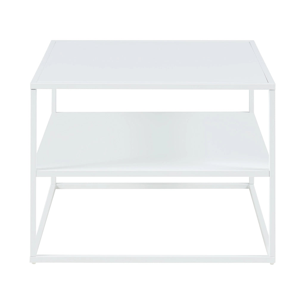 Tavolino Basso da Soggiorno Solund a 2 Piani di Appoggio 60x60x45 cm Bianco opaco [en.casa]