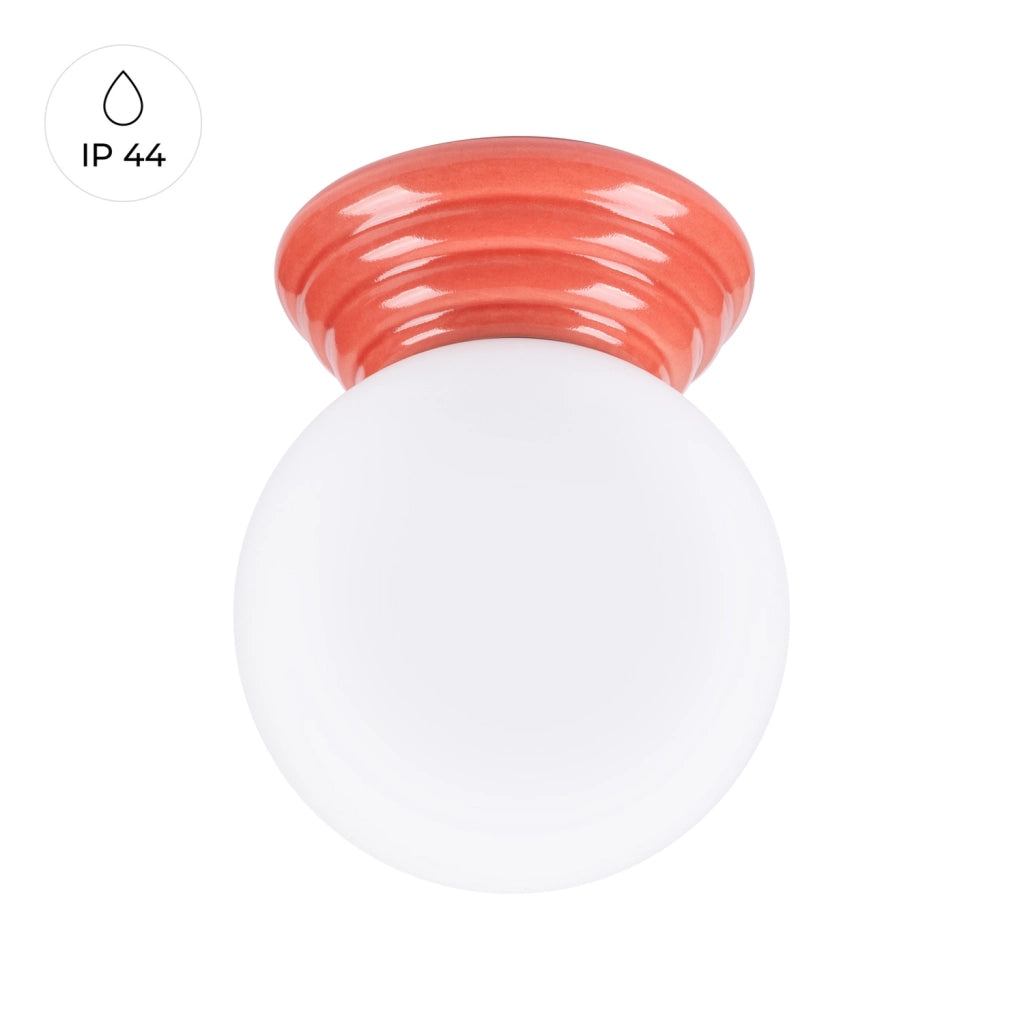 Plafoniera bagno sfera vetro opale pesca ceramica G9 8W