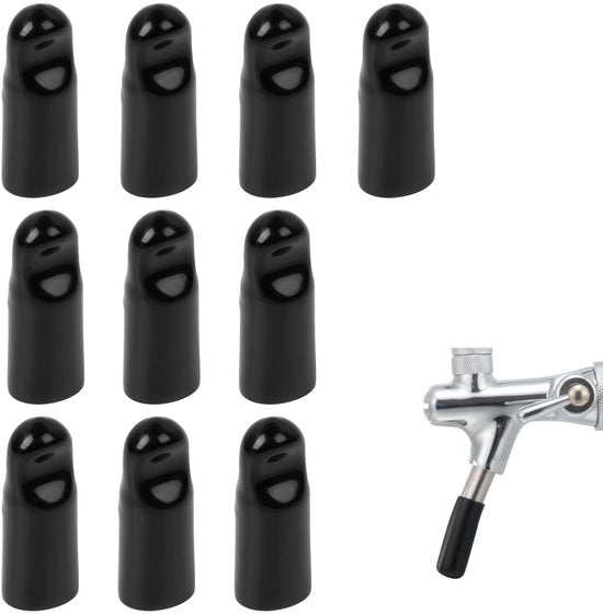Kit di protezione per bocchette da birra 10 pezzi - PVC - Nero - Coperchio per maniglia - Igiene - Duraturo - Adatto per getti di 15 mm - Birrafaucetta