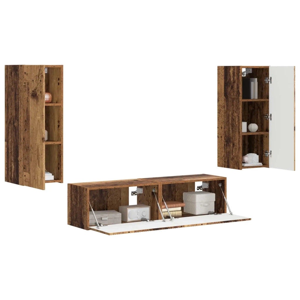 Set mobile TV 2 pz-Credenza per TV Legno vecchio Legno multistrato 529448