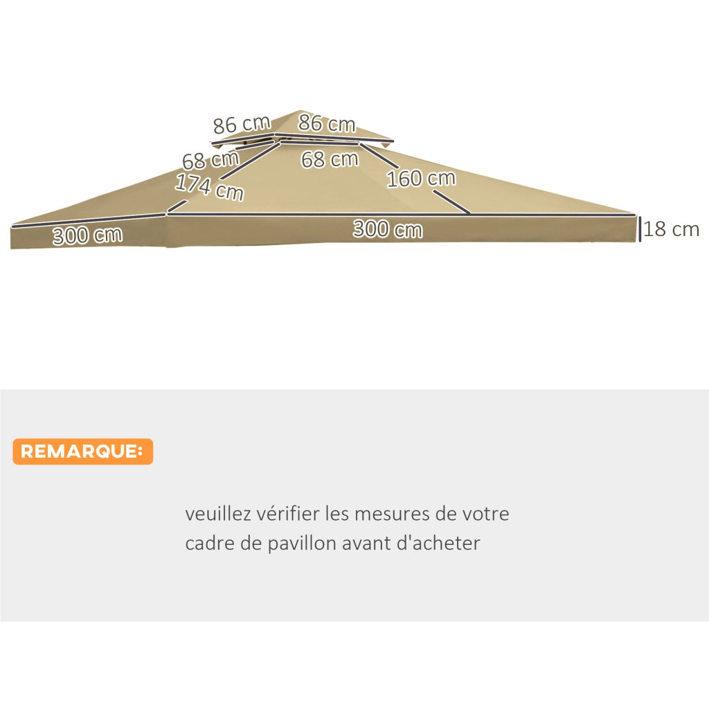 Telo di Ricambio per Gazebo ¨C Xylo ¨C 3x3m Beige
