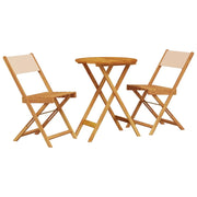 Set da Bistrot 3pz | Set Salotto da Giardino Beige in Tessuto e Legno Massello