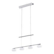 Lampadario A Sospensione Moderno Aleandro 1 Acciaio Cromo Vetro 4 Luci Led 4,5W