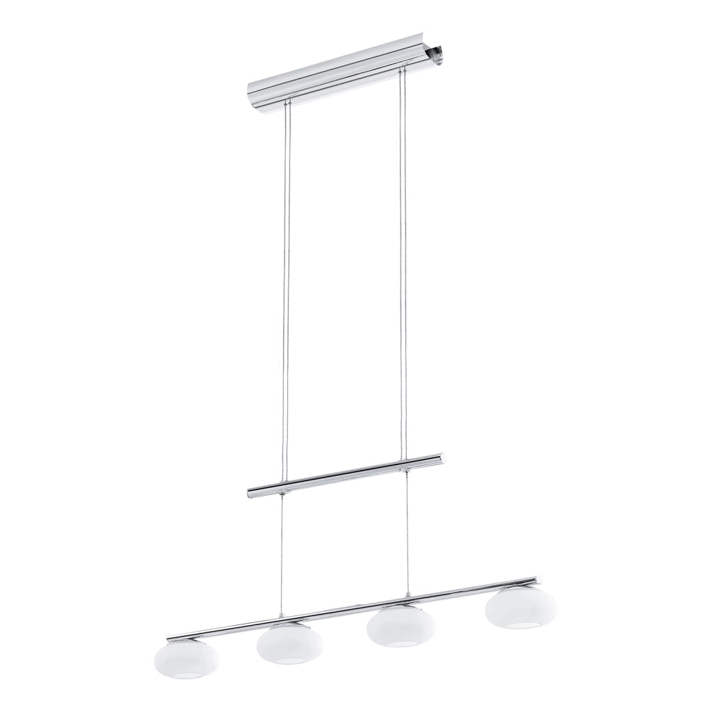 Lampadario A Sospensione Moderno Aleandro 1 Acciaio Cromo Vetro 4 Luci Led 4,5W