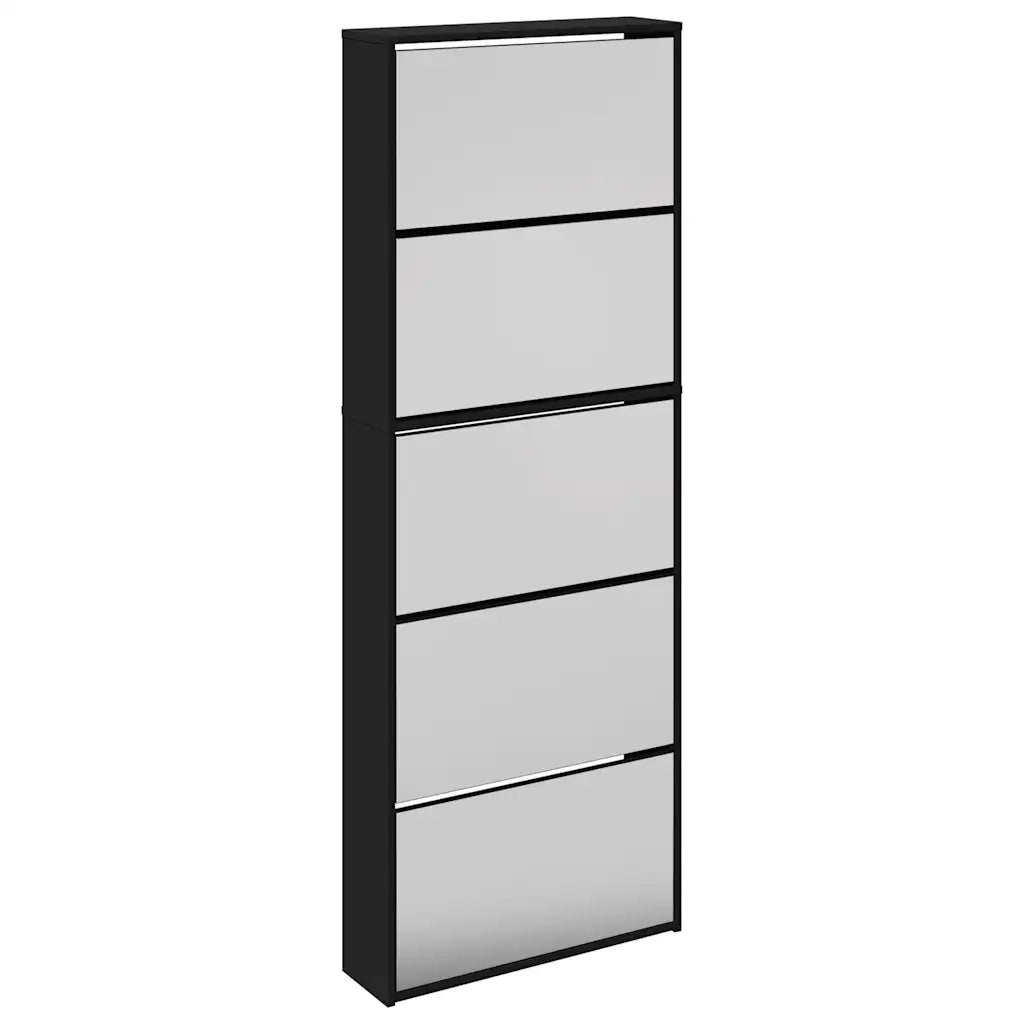 Scarpiera con Specchio a 5 Livelli Nera 63x17x169,5 cm 3228280