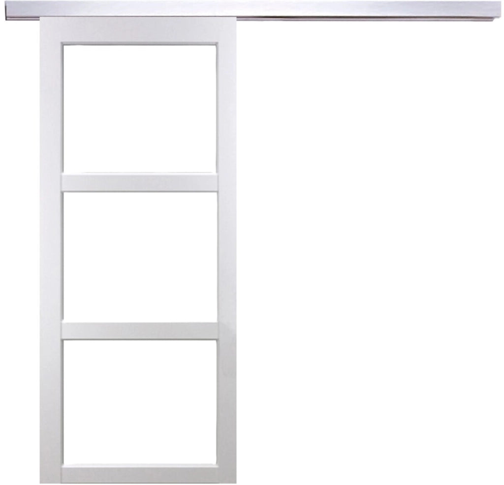 Porta scorrevole Bianco Kenya Vetro trasparente H204 x L73 + Binario in alluminio