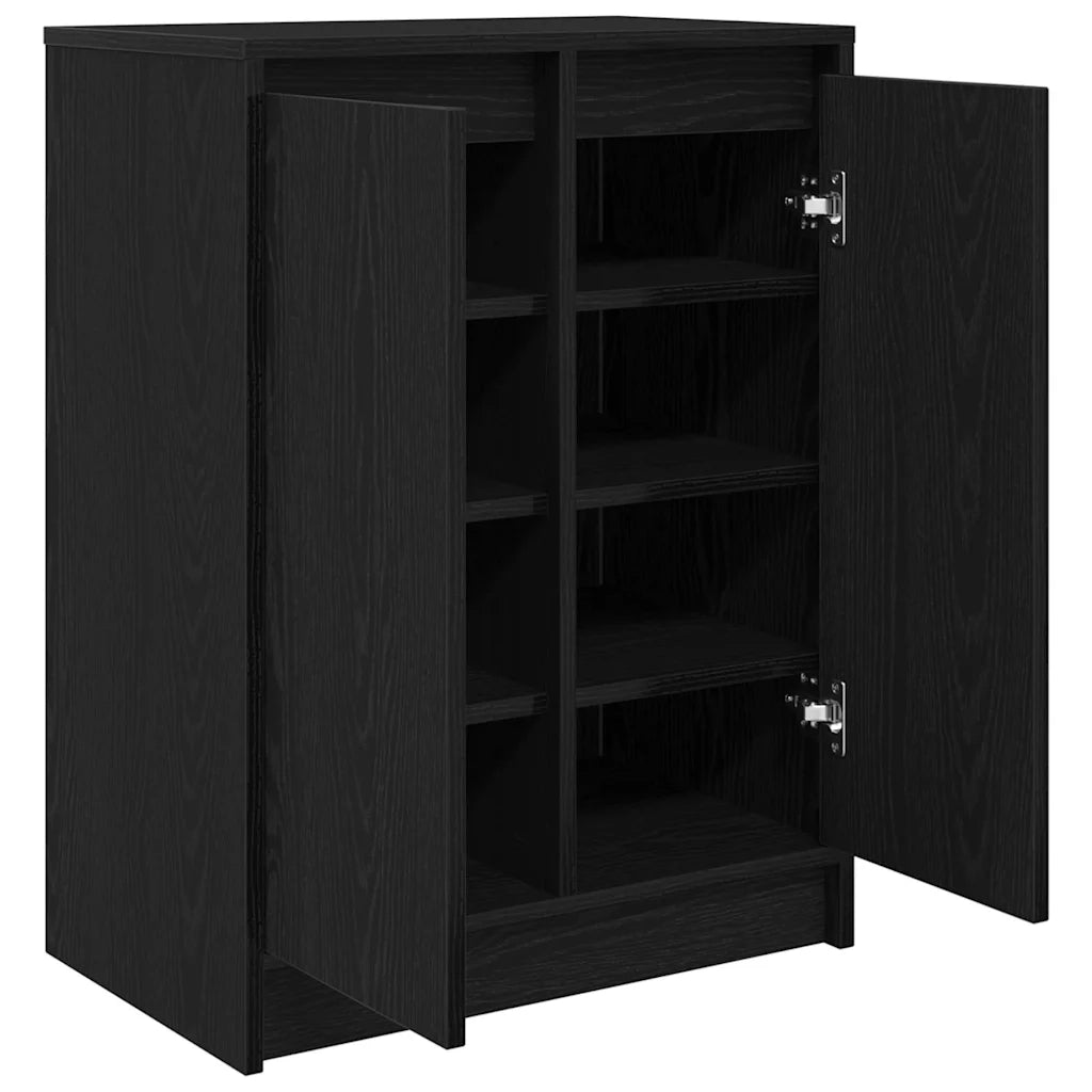 Scarpiera Rovere Nero 57x34x76 cm in Legno Multistrato 861869