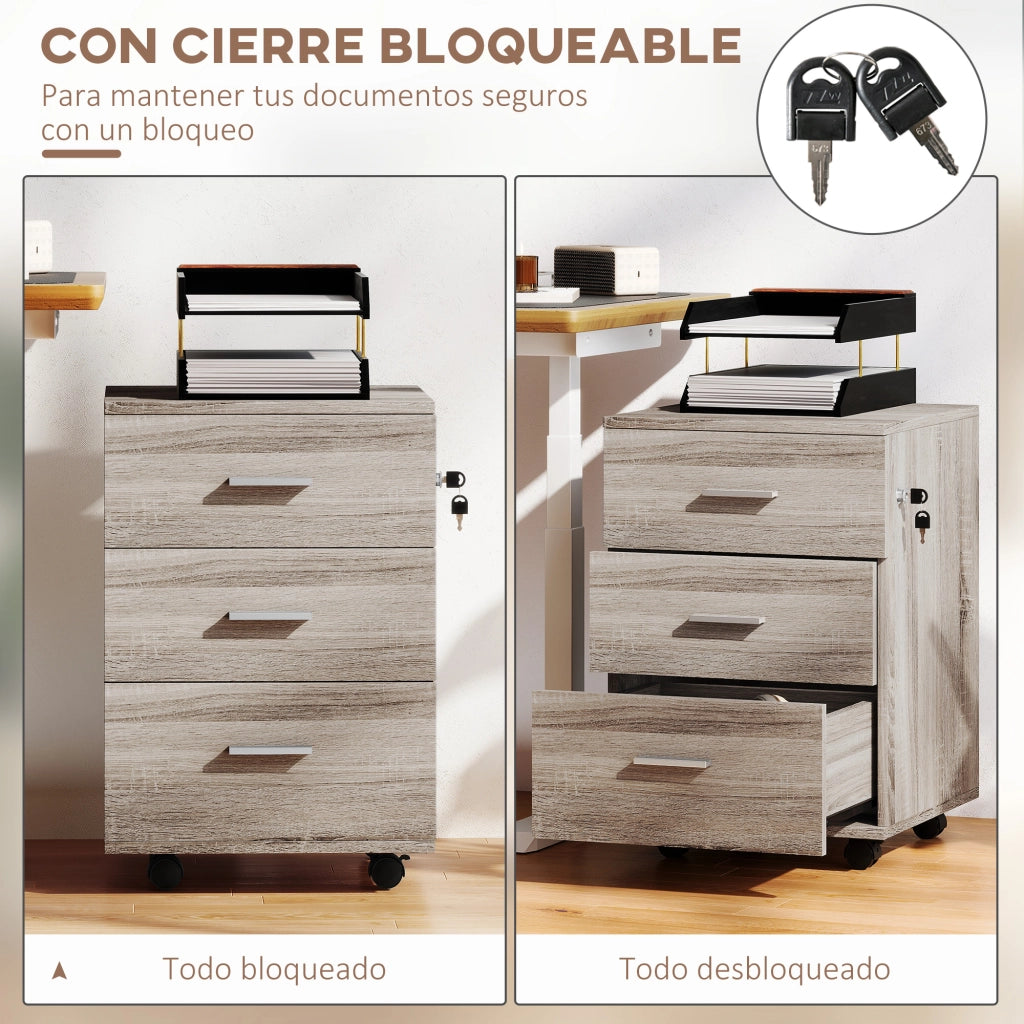 Scrivania con cassettiera a rotelle ¨C zephmum ¨C grigio 40x40x61,5 cm