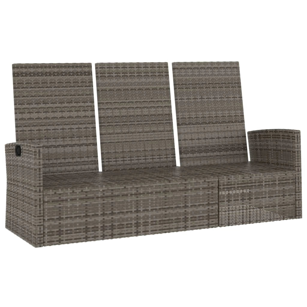 Panchina da giardino arredo esterno per patio panchina reclinabile da terrazza con cuscini grigi 173 x 62 x 95 cm resina intrecciata 02_0011738