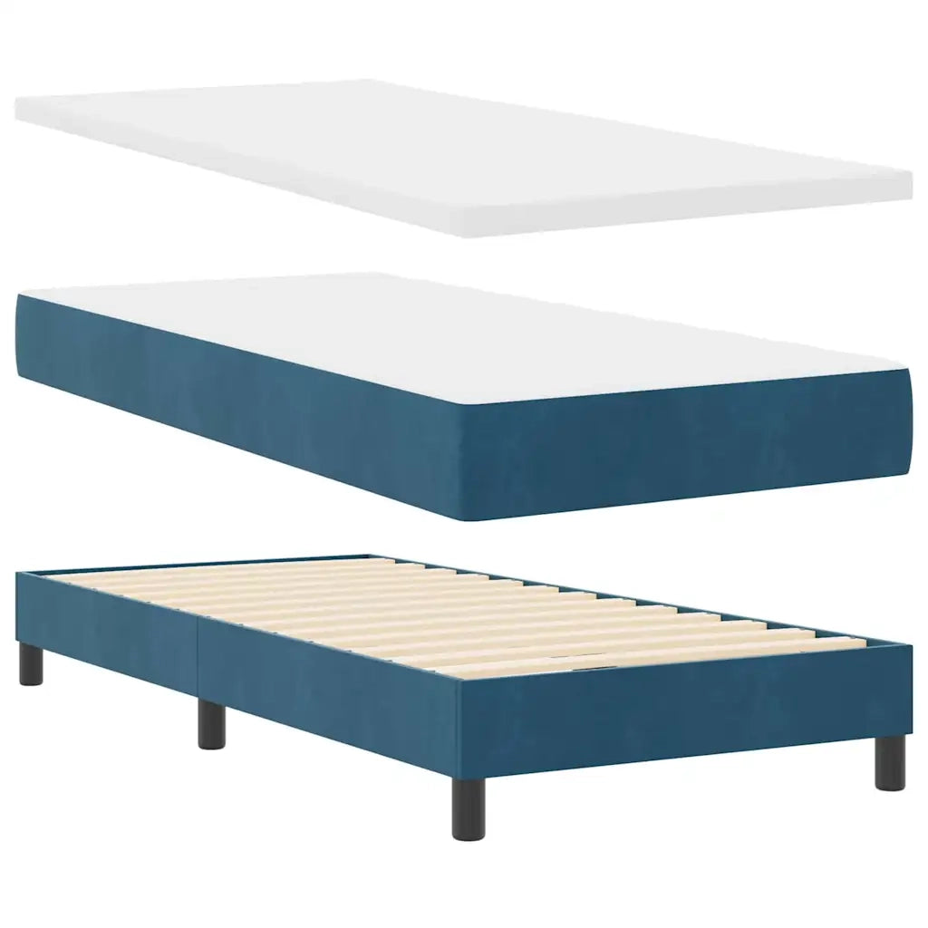 Letto a molle con materasso Blu Scuro 200 x 100 cm Poliestere