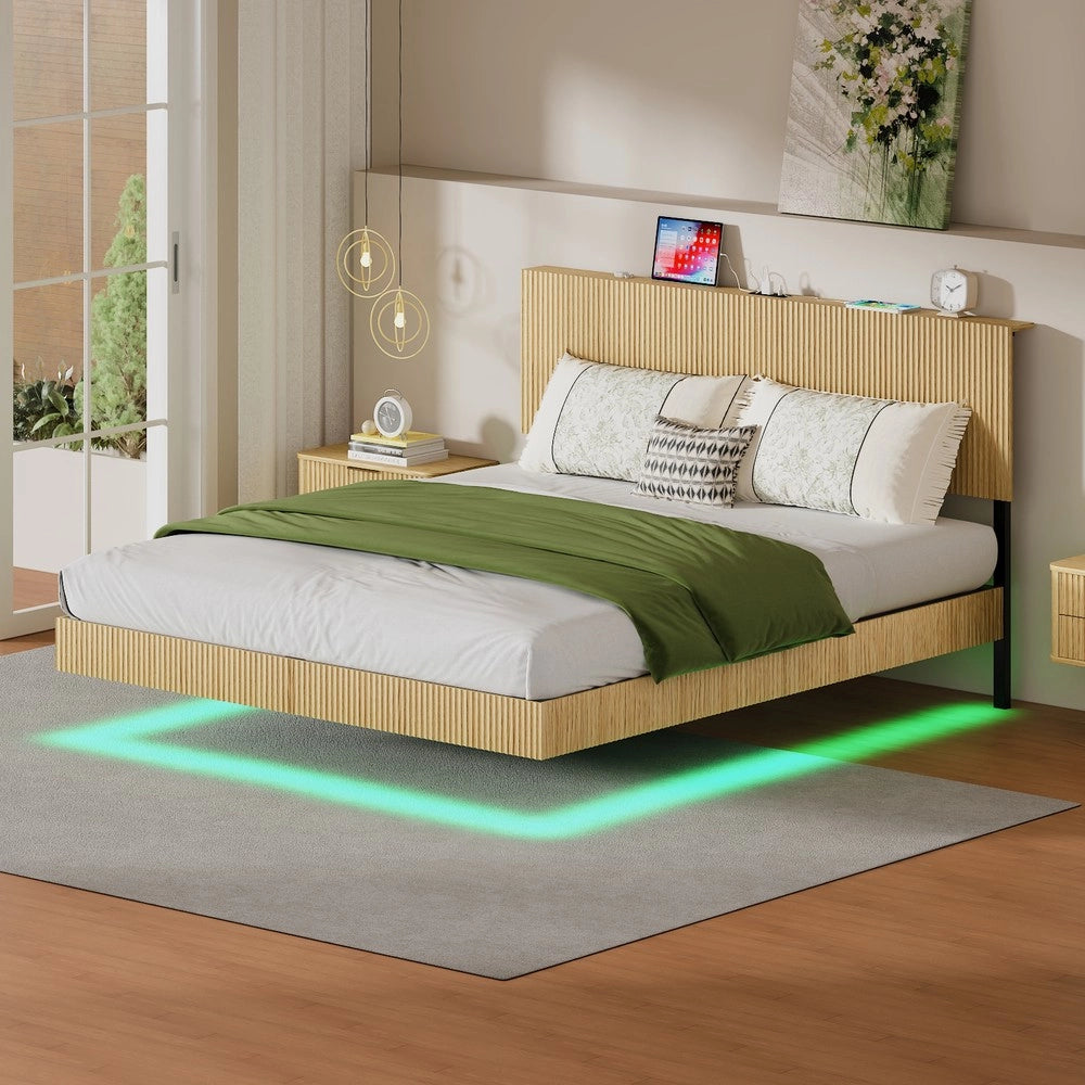 Letto con LED e testiera ¨C Minimal ¨C Bianco metallo 180x200 cm