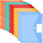 Set di cartelle per documenti A4 acqua-resistente 10 pz con bordo a 11 fori e riquadro per etichetta per l'organizzazione di documenti, materiali da ufficio e compiti