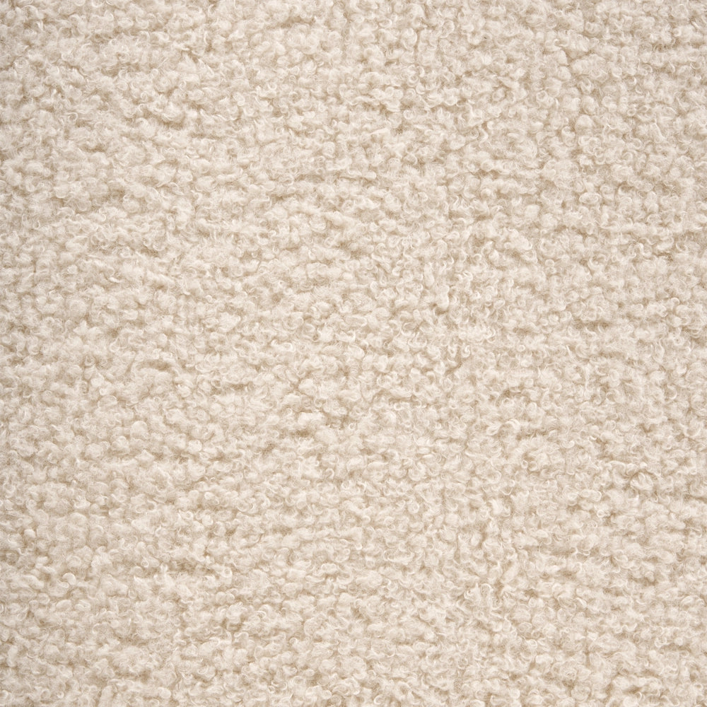 Set di 2 sedie da pranzo in bouclé beige chiaro senza braccioli con gambe in ferro e cappucci protettivi design retrò per sala da pranzo