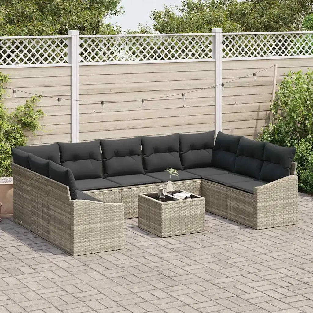 Set Divano da Giardino Grigio chiaro polyrattan
