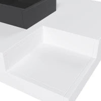 Tavolino da caffè lucido, tavolino con scatola portaoggetti rimovibile ed effetto luce LED, 72×72×30 cm, Bianco