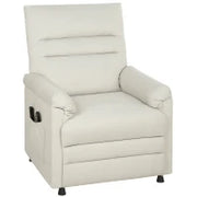 Poltrona relax elettrica massaggiante e riscaldante, con poggiapiedi e motore silenzioso, 82x99x106cm, Crema