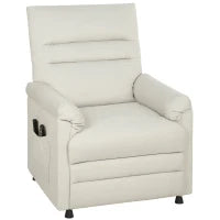 Poltrona relax elettrica massaggiante e riscaldante, con poggiapiedi e motore silenzioso, 82x99x106cm, Crema