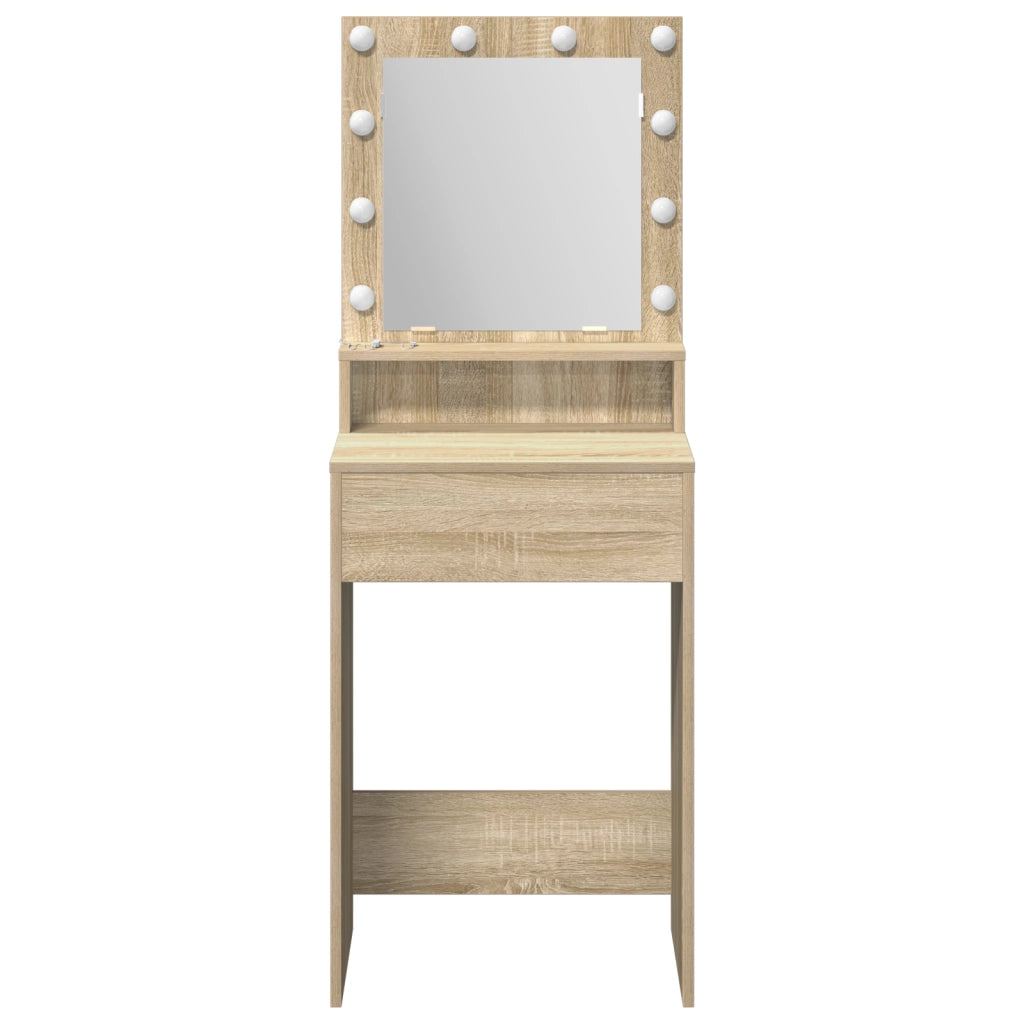 Tavolo da Trucco con Luci LED in Rovere Sonoma, 50x41x135 cm
