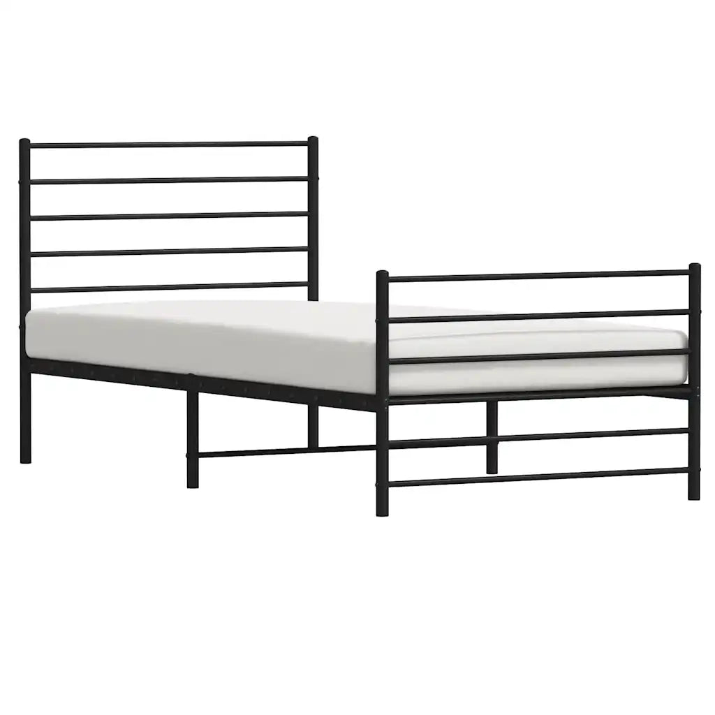 Giroletto con Testiera e Pediera Metallo Nero 80x200 cm 352328