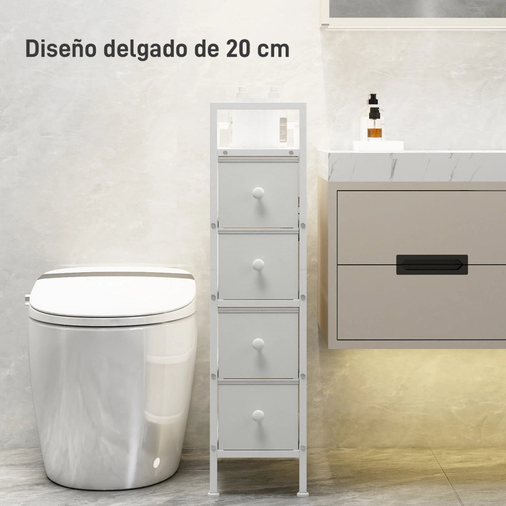 Cassettiera 4 Cassetti Tessuto Struttura Acciaio ¨C zephmum ¨C Bianco 60x40x