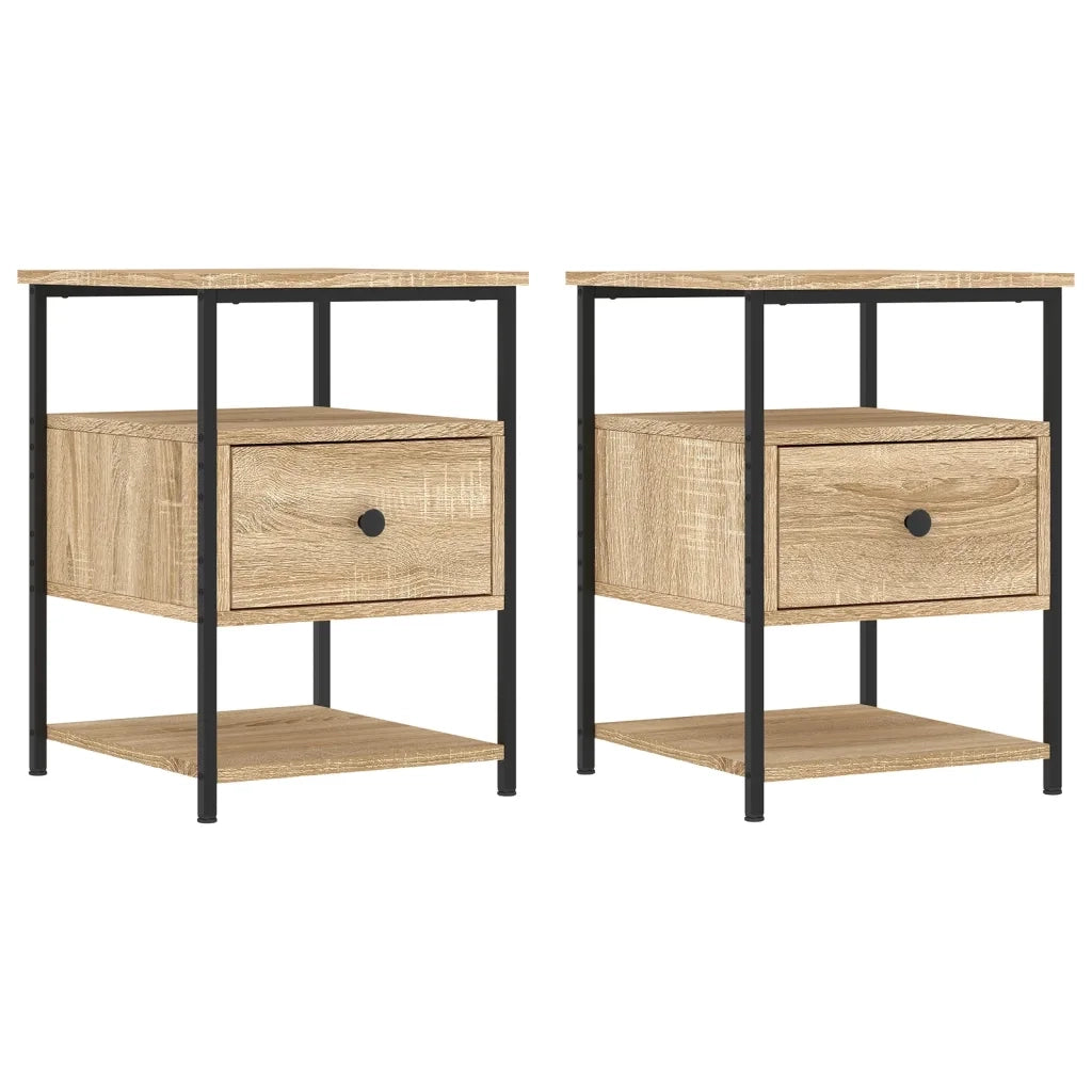 Comodini 2 pz-Set di 2 Tavolino da notte Rovere Sonoma 40x42x56 cm in Legno Multistrato