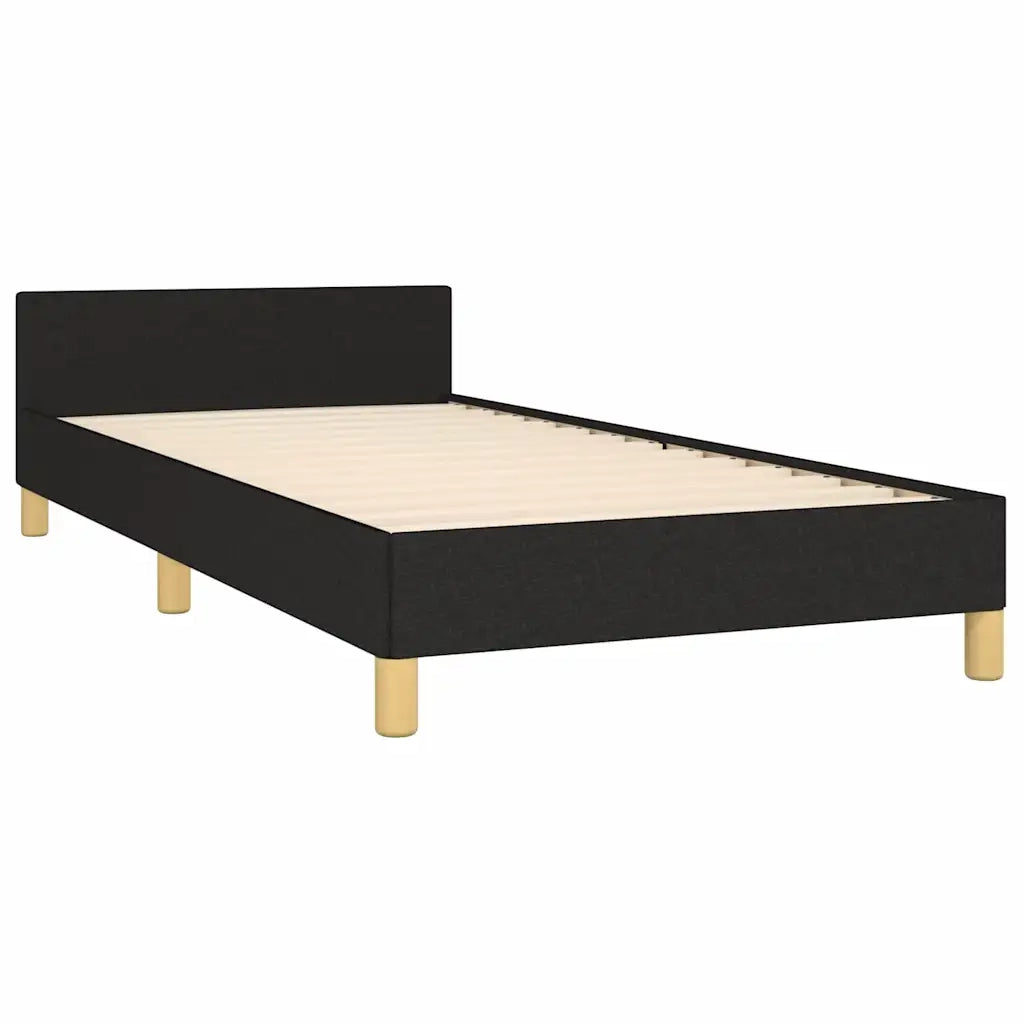 Giroletto con Testiera-Struttura Letto con testiera Nero 90x200 cm in Tessuto