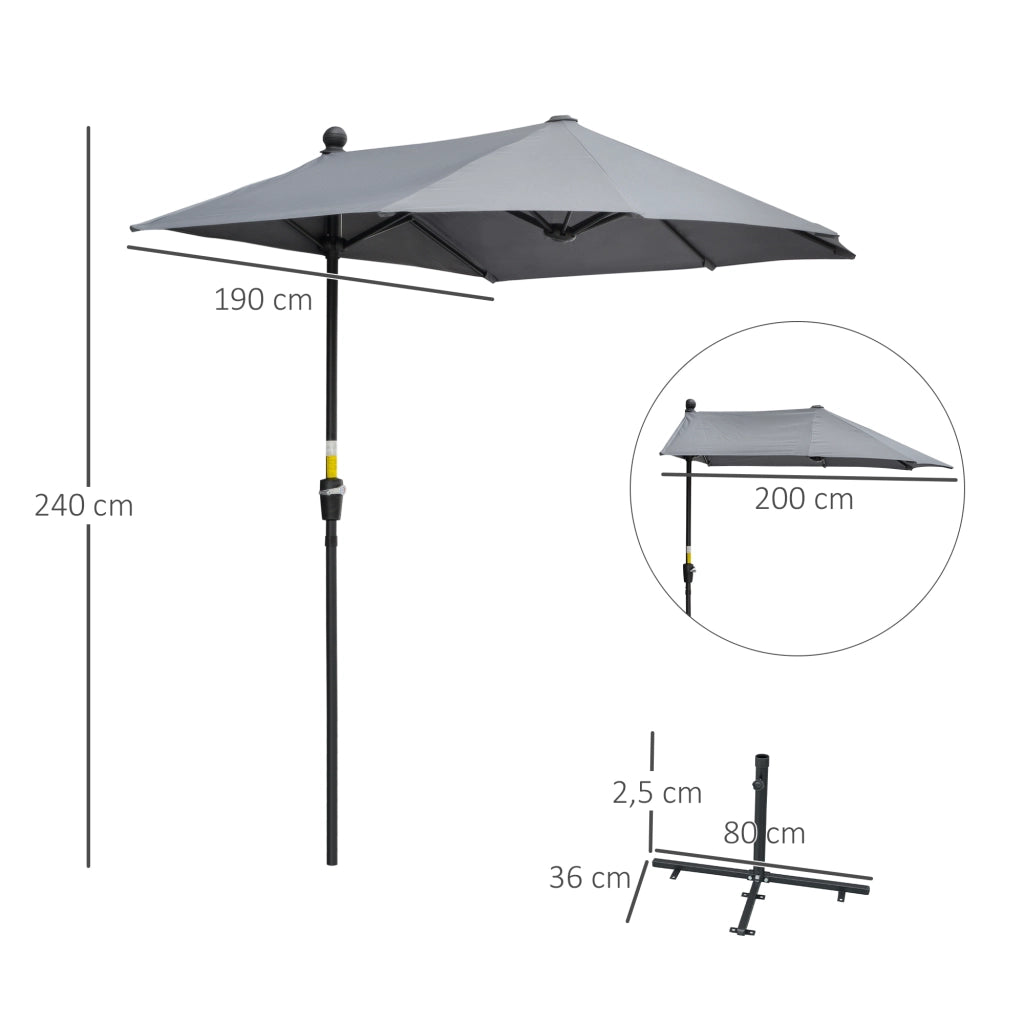 Sonnenschirm Halbrund ¨C zephmum ¨C Grigio Scuro 190x200 cm