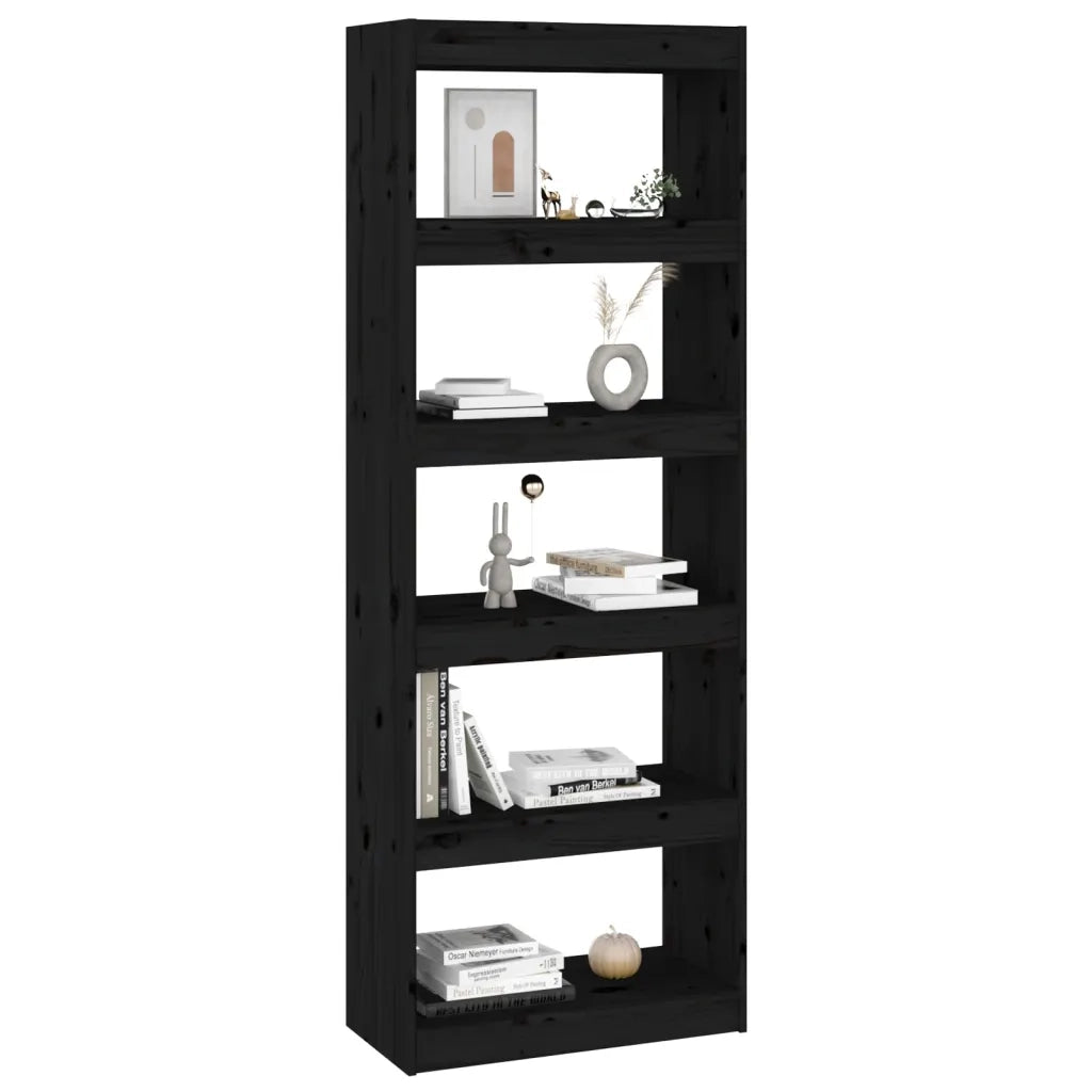 Libreria/Divisorio Nero 60x30x167,5 cm in Massello di Pino 808177