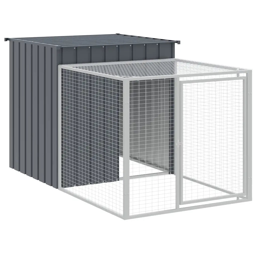 Gabbia per polli con recinto antracite 110x201x110 cm in acciaio zincato 172359