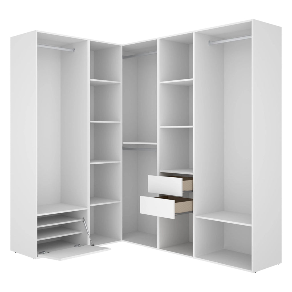 Armadio Camera da Letto Atwood, Guardaroba Grande Modulabile, 186x205h cm Bianco