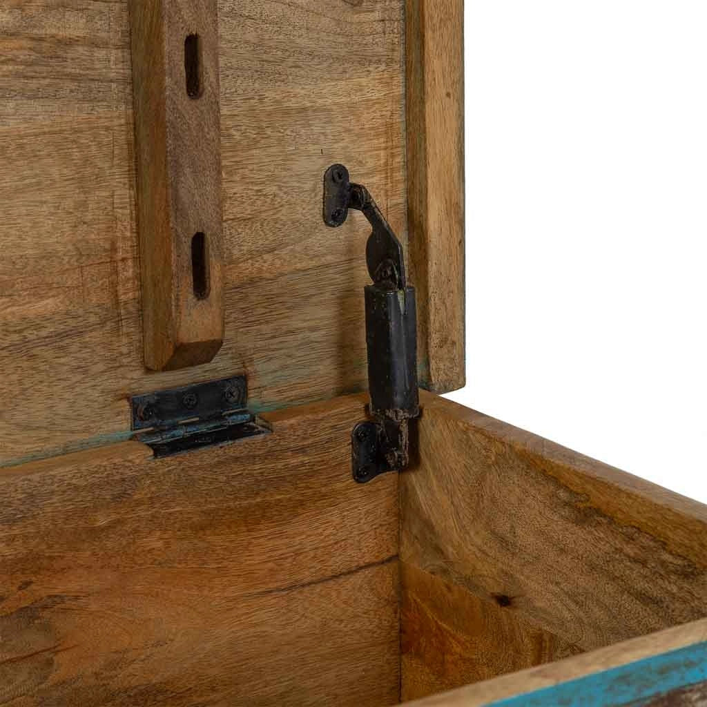 Baule in legno blu fatto a mano 115x40x45h cm
