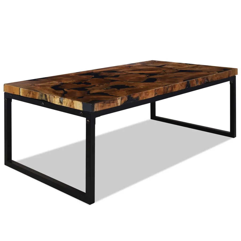 Tavolino da Salotto in Legno di Teak e Resina 110x60x40 cm 244551