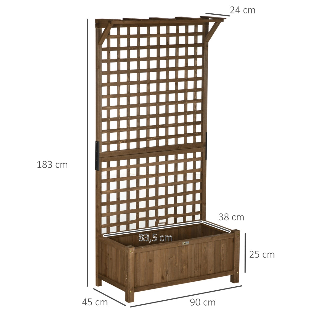 Hochbeet con Spaliera e Copertura ¨C zephmum ¨C Legno 90x45x183 cm Marrone