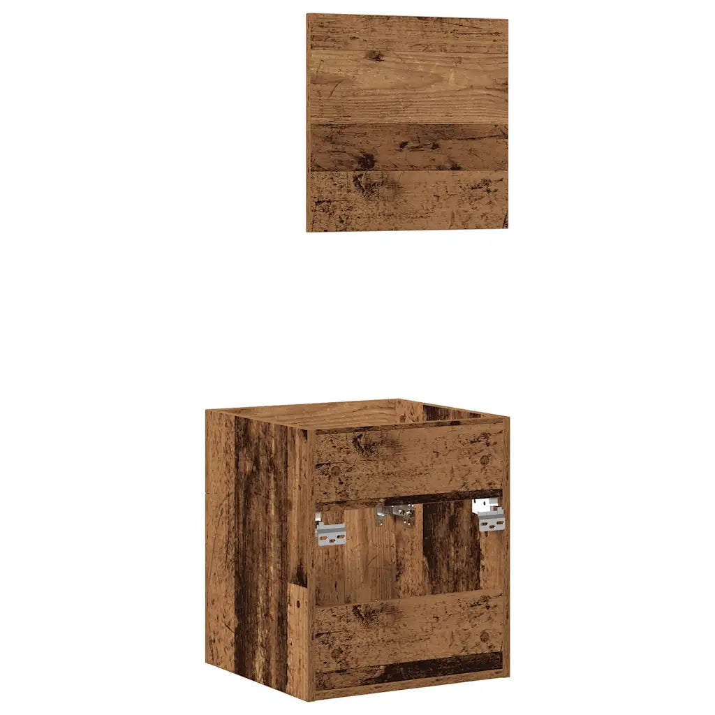 Set Mobili da Bagno 2 pz Legno Antico in Legno Multistrato
