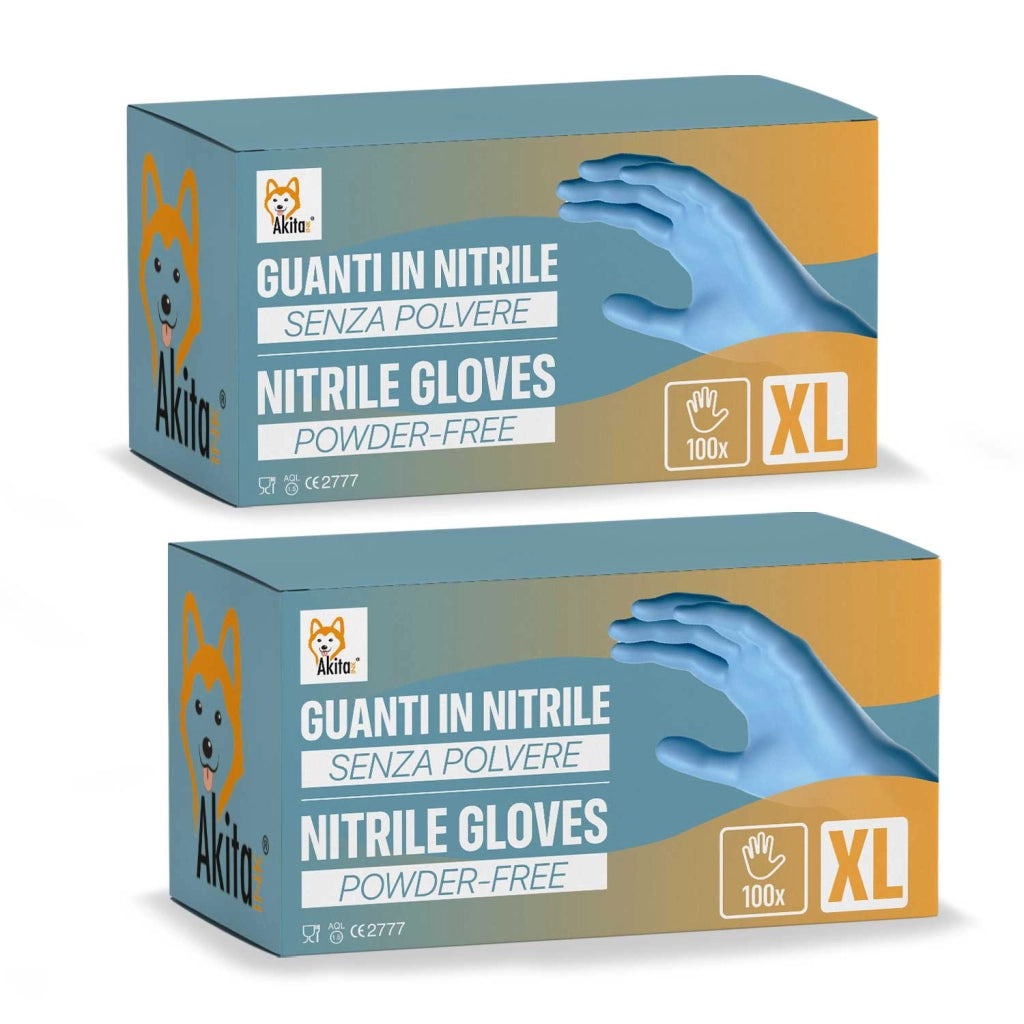 Guanti Nitrile Blu XL Senza Polvere Akitaink 200 pezzi