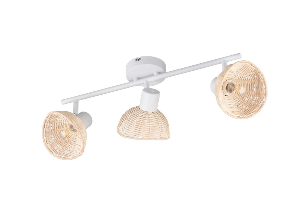 Faretto soffitto boho CALVI 3xE14 bianco rattan RL
