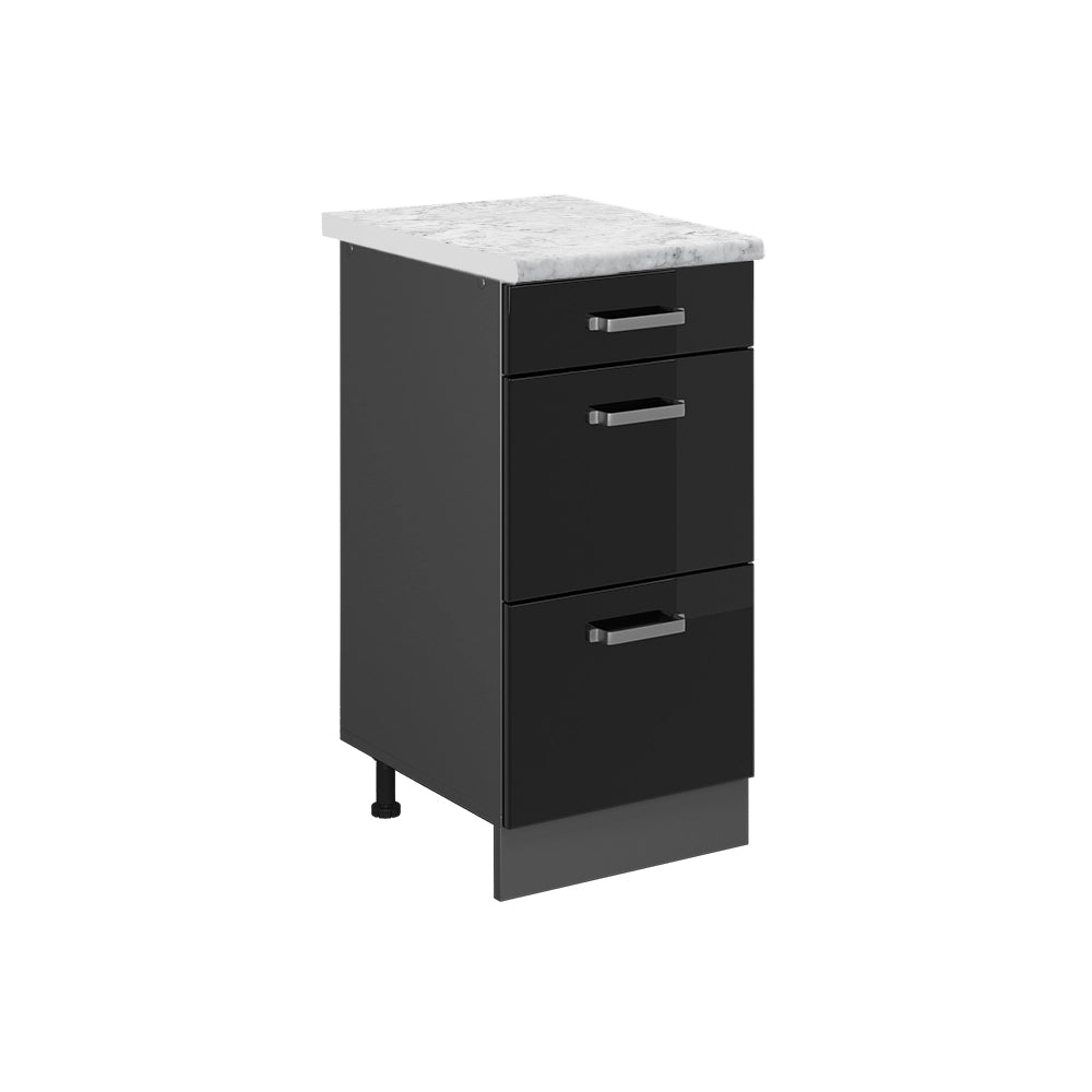 Vicco Mobiletto base per cucina Nero lucido 40 cm PL Marmo