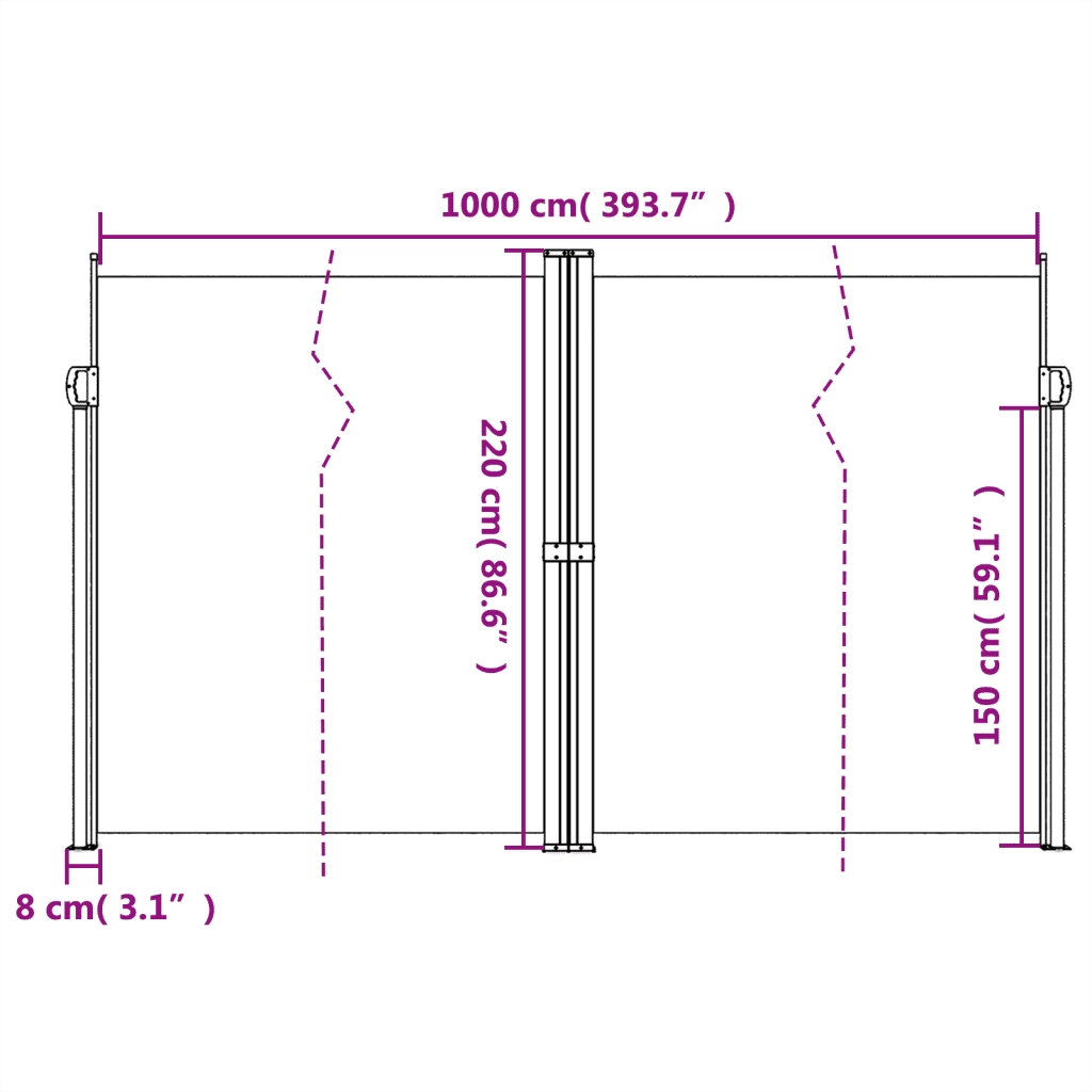 Tenda da Sole | Tenda parasole Laterale Retrattile Blu 220x1000 cm
